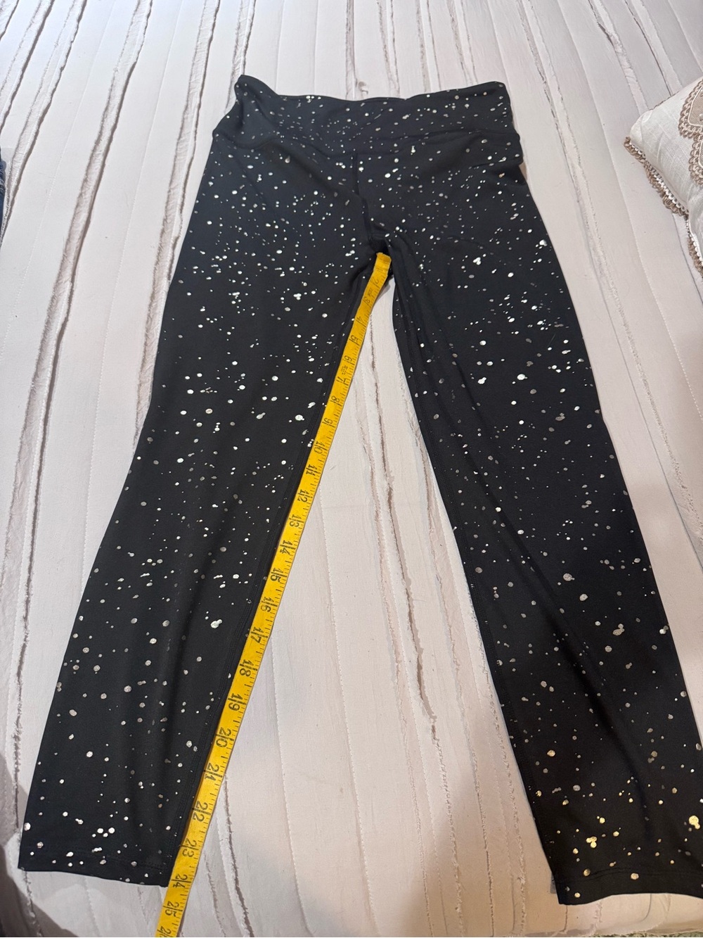 Nine West Black Leggings with gold Speckle Pattern
